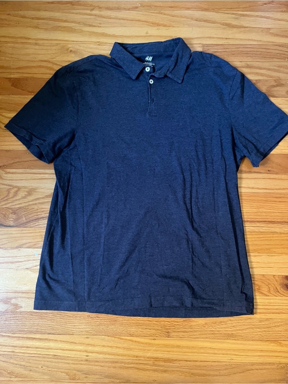H&M Men's Navy Short-Sleeve Polo